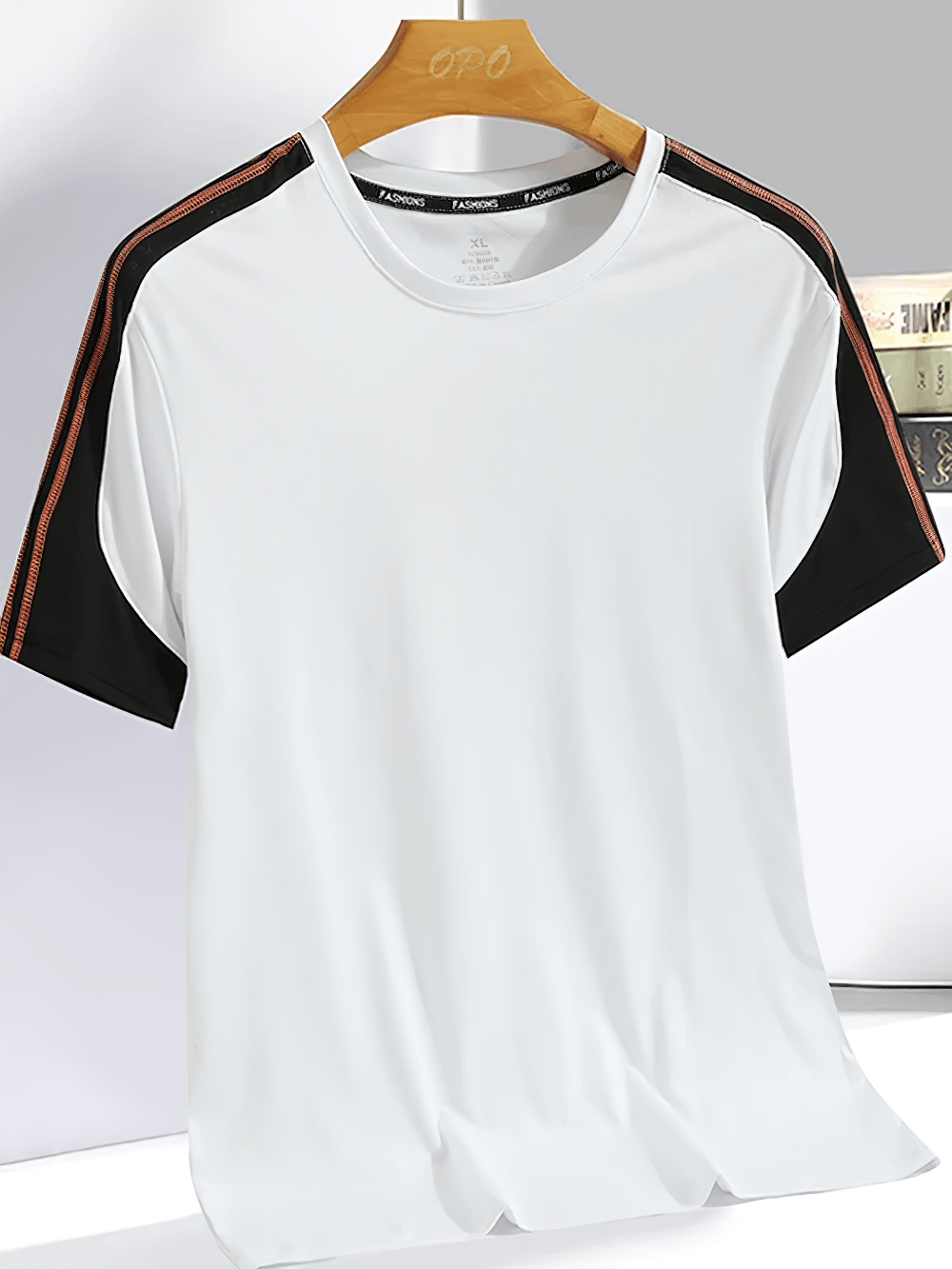 Men's Ice Silk Quick Dry Crewneck Training T-Shirt - SF4637 featuring contrast sleeves for summer workouts.