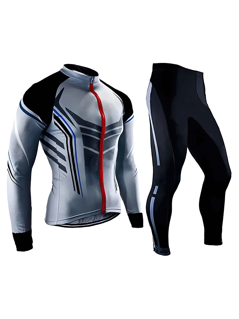 Men's long sleeve cycling jersey and trousers set SF2596 with breathable, moisture-wicking fabric for superior comfort and performance.