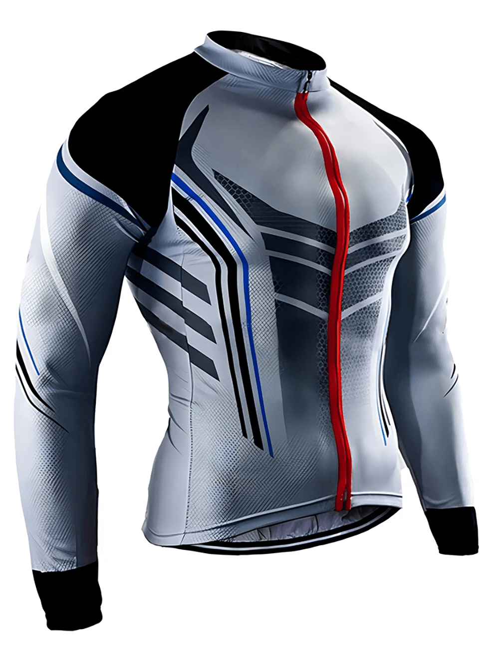 Men's long sleeve cycling jersey with aerodynamic design and reflective details, ideal for performance and visibility in cycling.