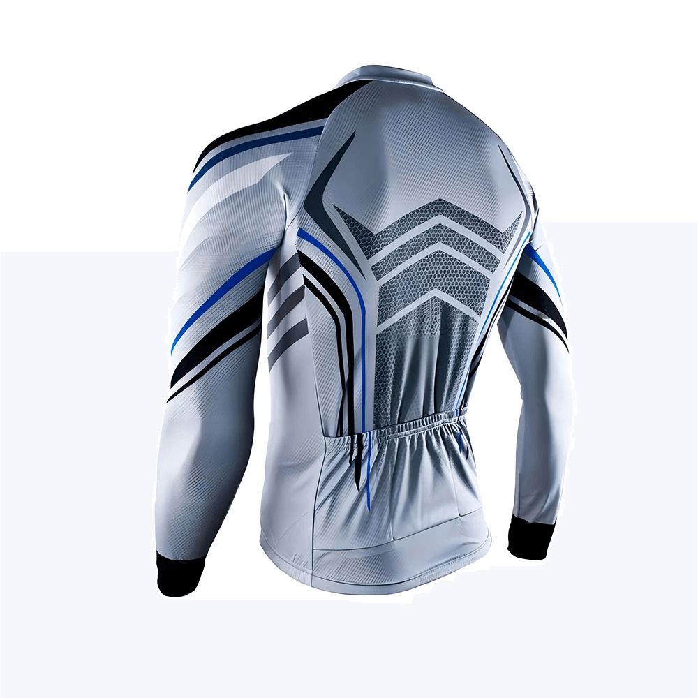 Men's cycling jersey with aerodynamic fit, moisture-wicking fabric, and reflective details for peak performance and night visibility.