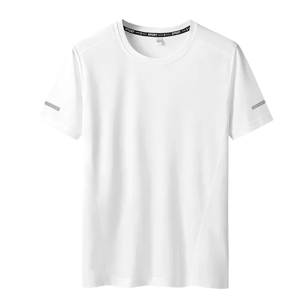 Men's Loose Fit Short Sleeve Active T-shirt in white, perfect for sports with quick-dry fabric and breathable design for comfort.