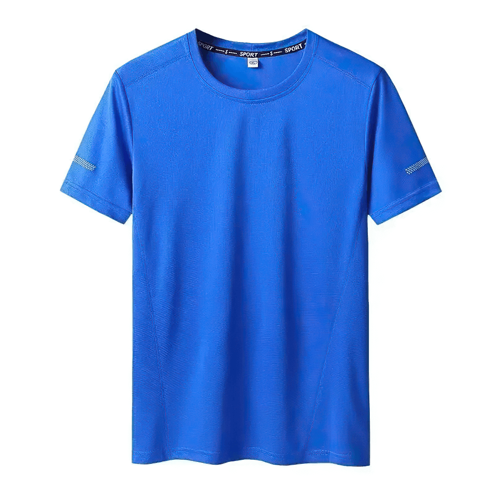 Men's loose fit short sleeve blue quick dry active t-shirt for outdoor sports, gym sessions, or daily wear. SF2542 model.