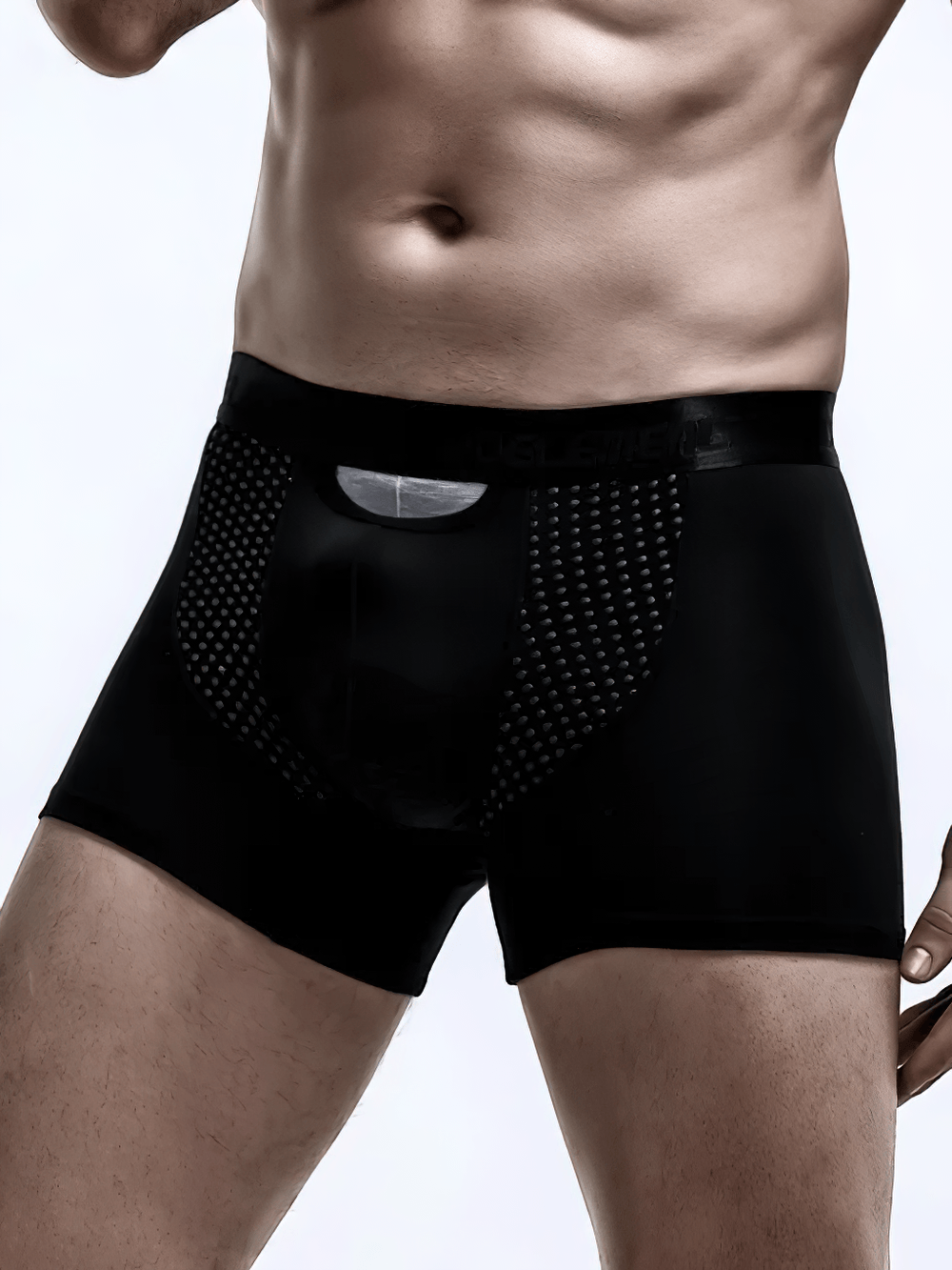 Men's Low Rise Trunk Underwear with Airy Panels - SF4718 showcased on a model, featuring breathable mesh and stylish design.