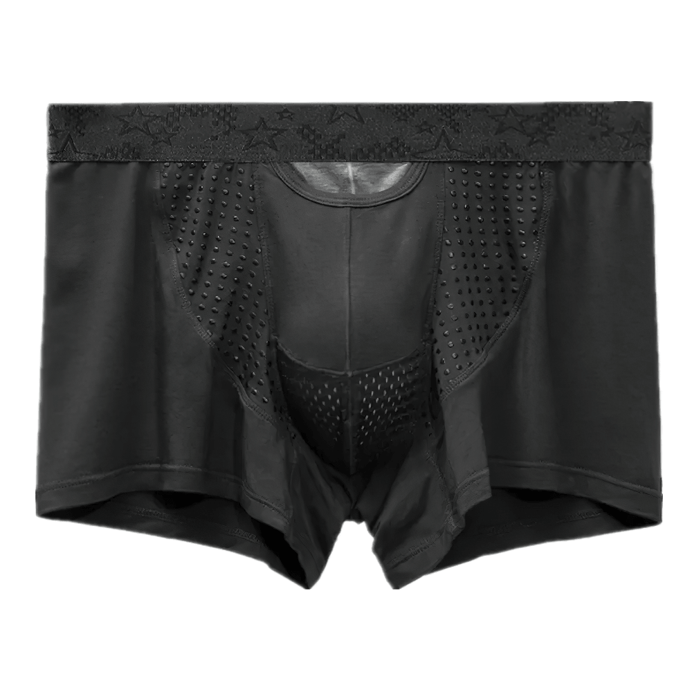 Men's Low Rise Trunk Underwear with Airy Panels - SF4718 featuring a smooth modal ice silk design and breathable perforated panels.