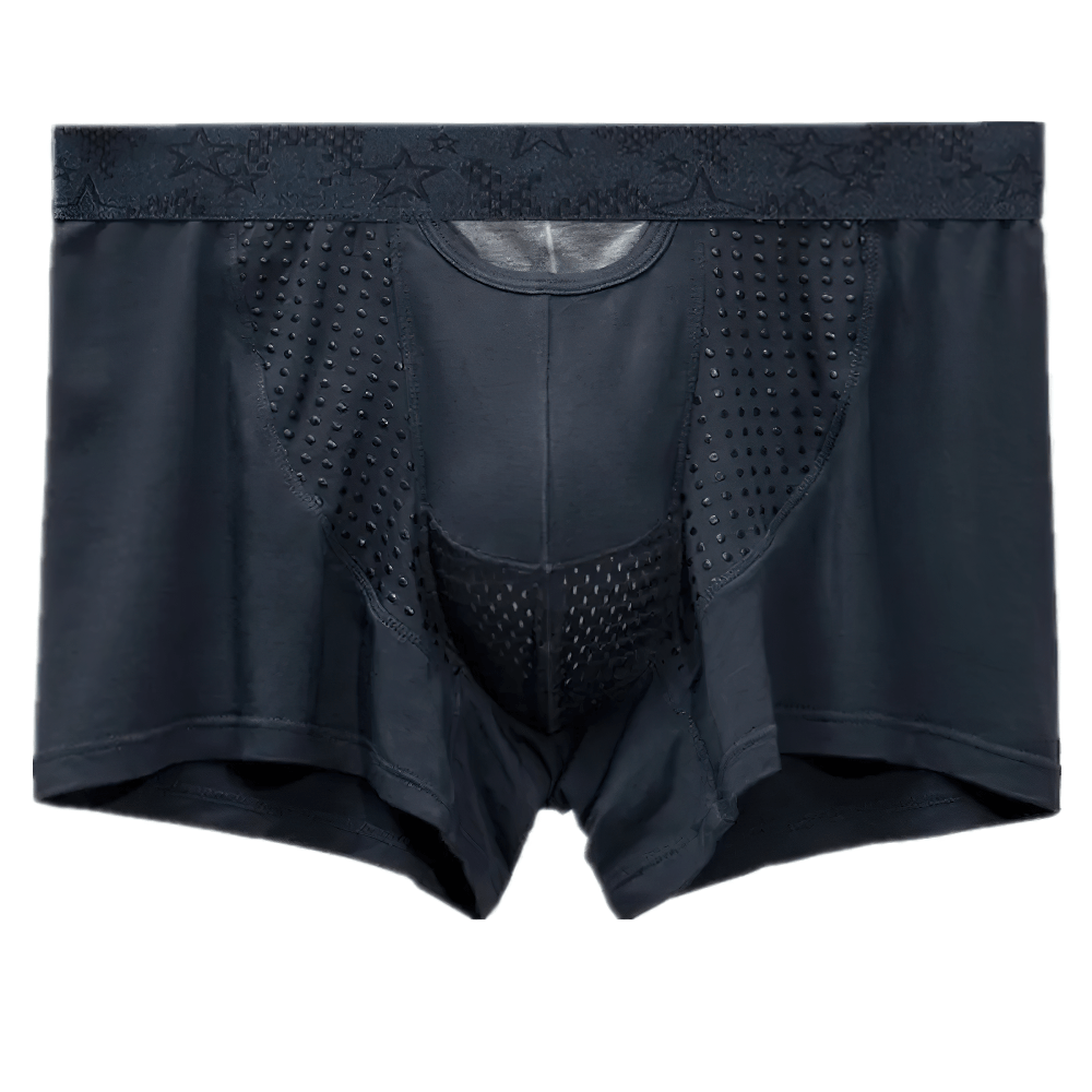 Men's Low Rise Trunk Underwear with Airy Panels - SF4718 in sleek design with airy perforated panels and star-pattern waistband.