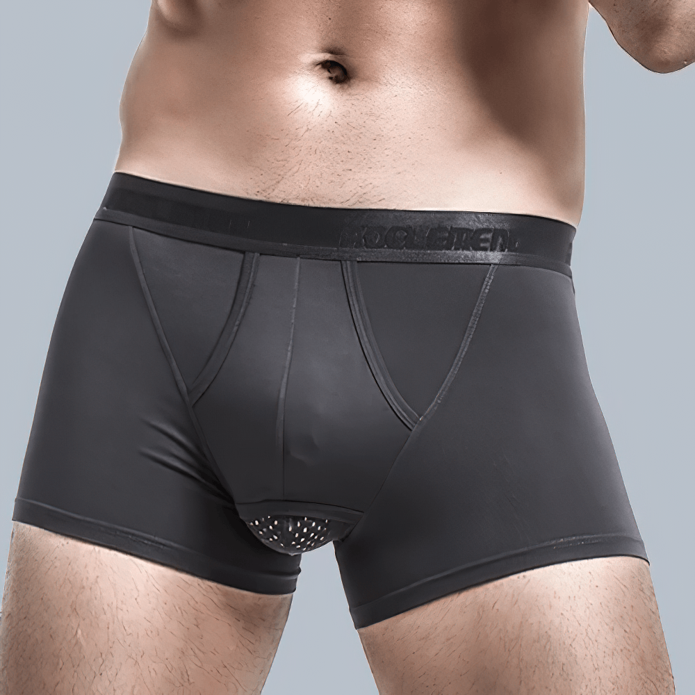 Men's Modal Pouch Boxer Briefs with Gloss Finish - SF4696 in sleek black gloss fabric showcasing stylish design.