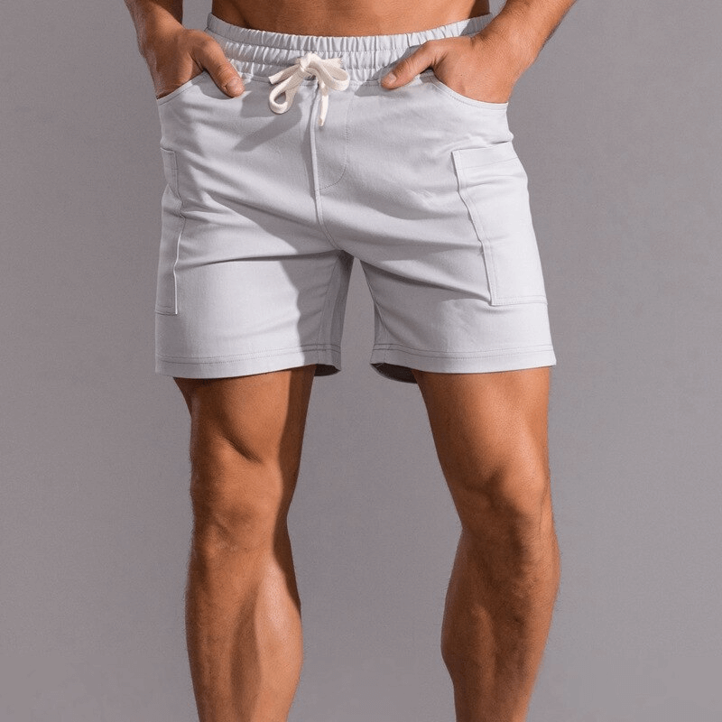 Short de sport à cordon de serrage en coton multi-poches pour hommes / Vêtements de sport décontractés - SPF1291 