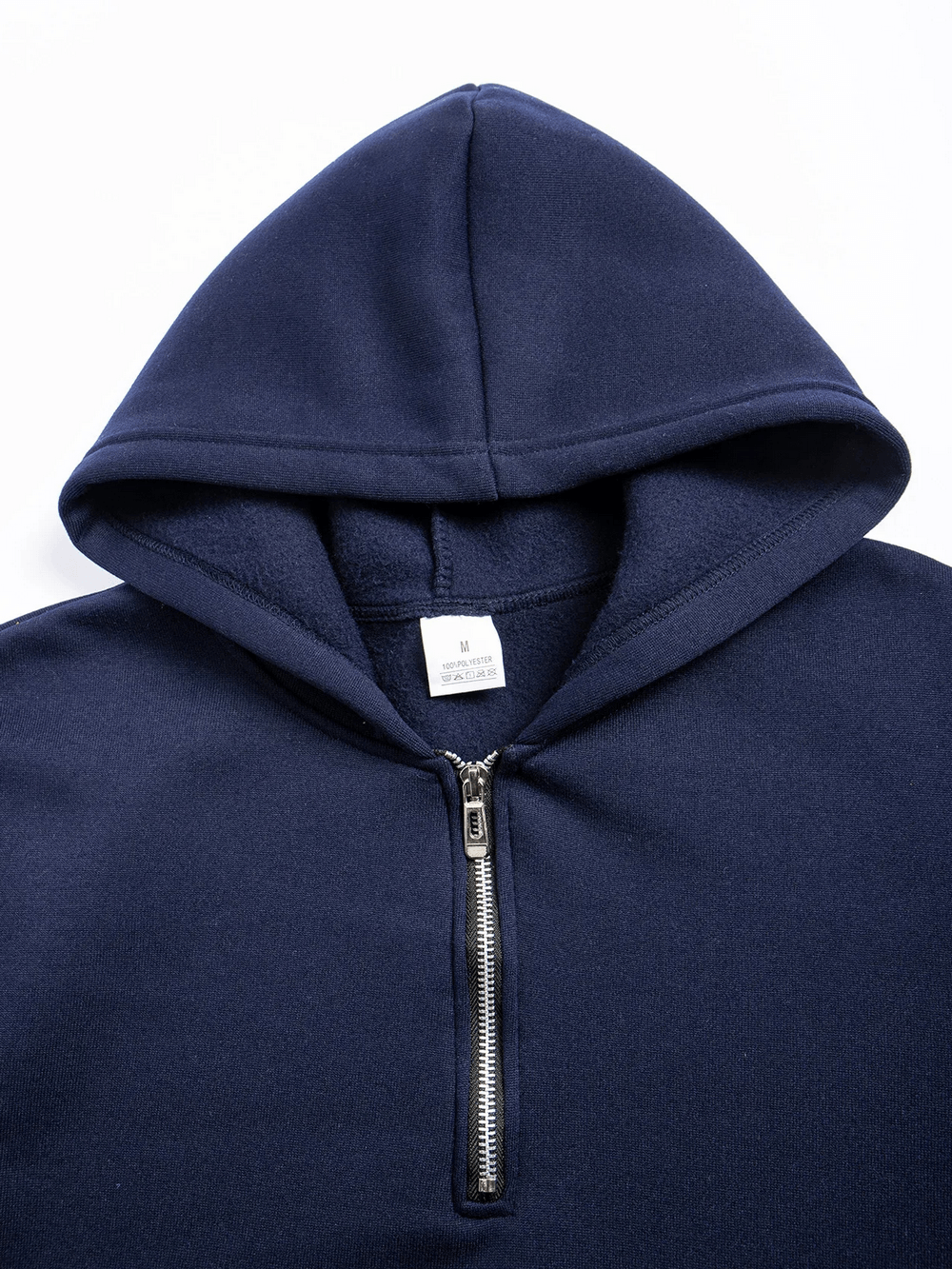 Men's Oversized Half Zip Hoodie with Fleece Lining - SF4647 in navy, featuring a metal zipper and cozy hood.
