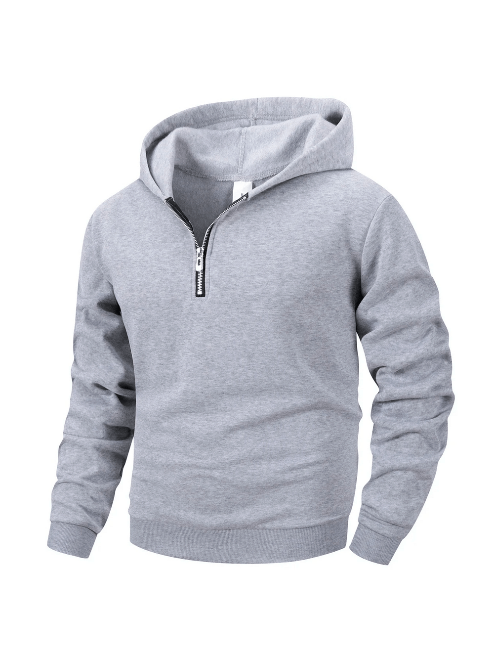 Men's Oversized Half Zip Hoodie with Fleece Lining - SF4647 in gray color showing zip and hood detail.