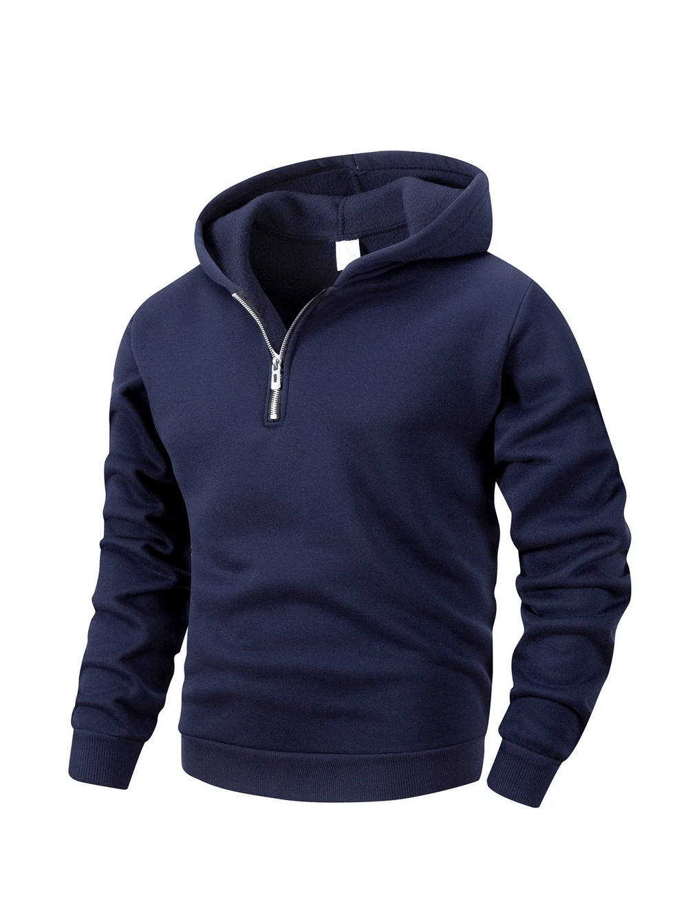 Men's Oversized Half Zip Hoodie with Fleece Lining - SF4647 in navy color, featuring ribbed cuffs and a cozy hood.