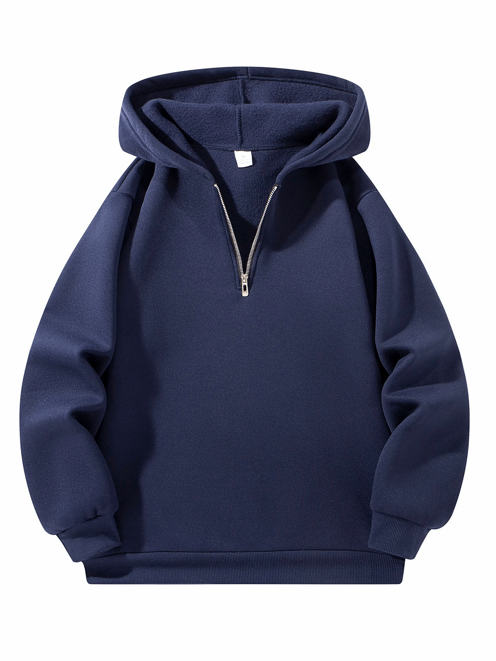 Men's Oversized Half Zip Hoodie with Fleece Lining - SF4647 in navy blue with soft fleece lining and ribbed cuffs.
