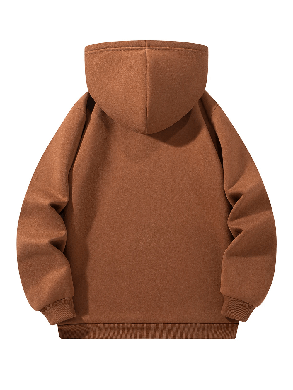Men's Oversized Half Zip Hoodie with Fleece Lining - SF4647 back view in brown color, showcasing hood and soft material.