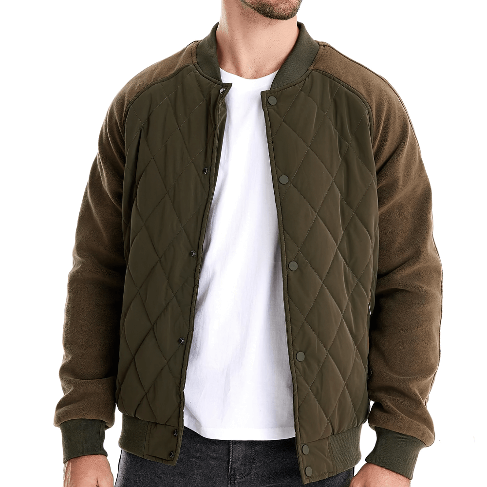 Men's Patchwork Fleece Lined Bomber Jacket - SF2522