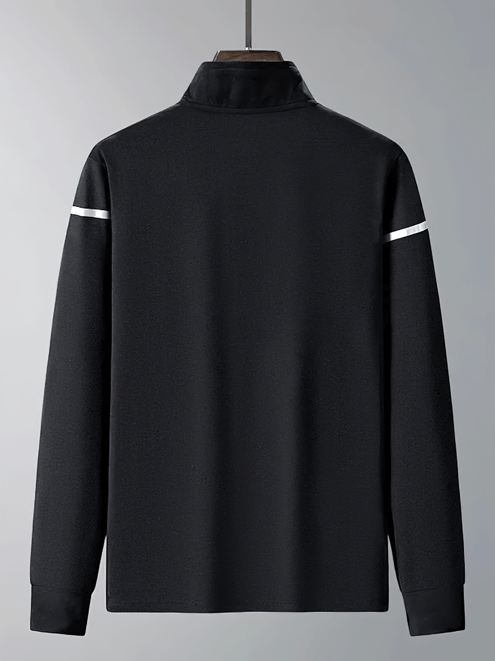 Men's Quarter Zip Running Top with Reflective Trim - SF4589, back view showing sleek design and reflective details.