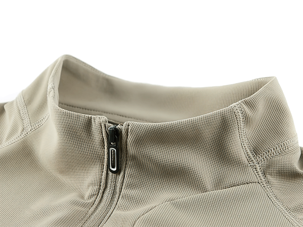 Men's Quarter Zip Stand Collar Athletic Training Top - SF4596 close-up of collar and zipper design