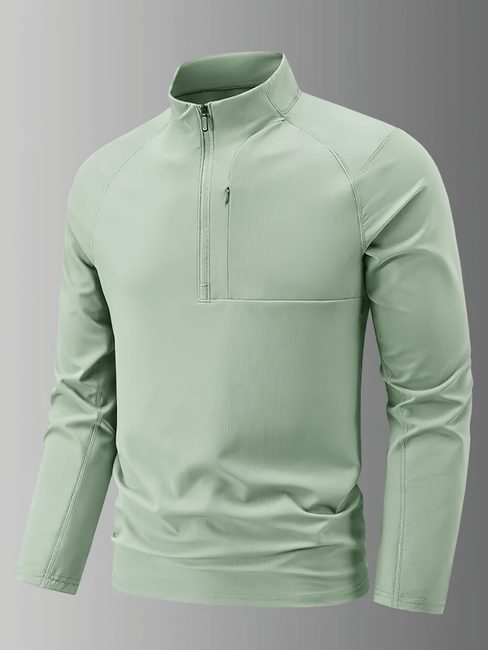 Men's Quarter Zip Stand Collar Athletic Training Top - SF4596 in soft green, designed for optimal performance and style.