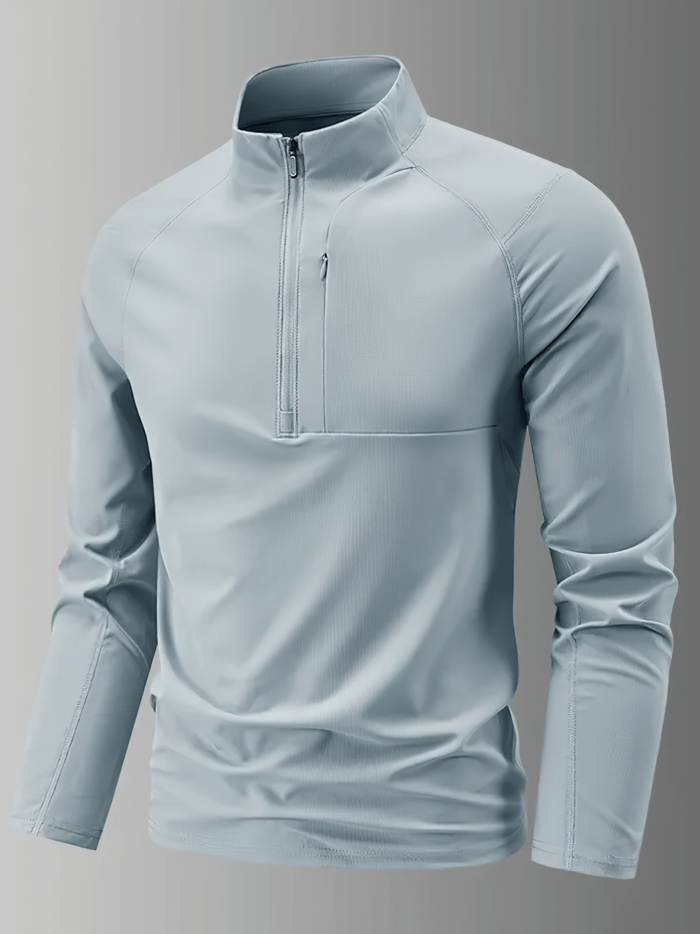 Men's Quarter Zip Stand Collar Athletic Training Top - SF4596 in a light blue color, ideal for running and workouts.