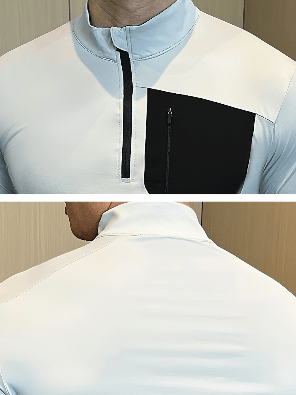 Men's Quarter Zip Training Shirt with Chest Pocket - SF4579, showcasing the quarter-zip style and chest pocket detail.