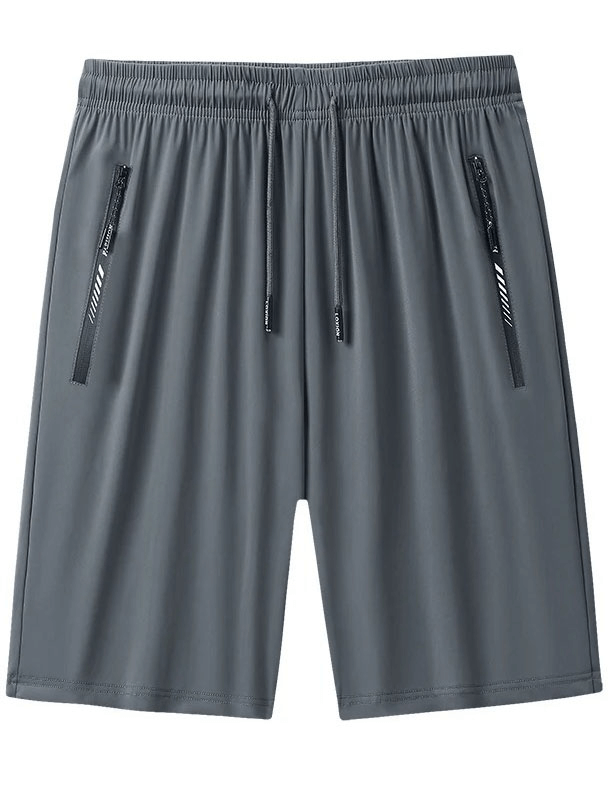 Men's Quick Dry Athletic Shorts with Zip Pockets - SF1968, Nylon-Spandex Blend, Loose Fit, Elastic Waist, Ideal for Workouts.