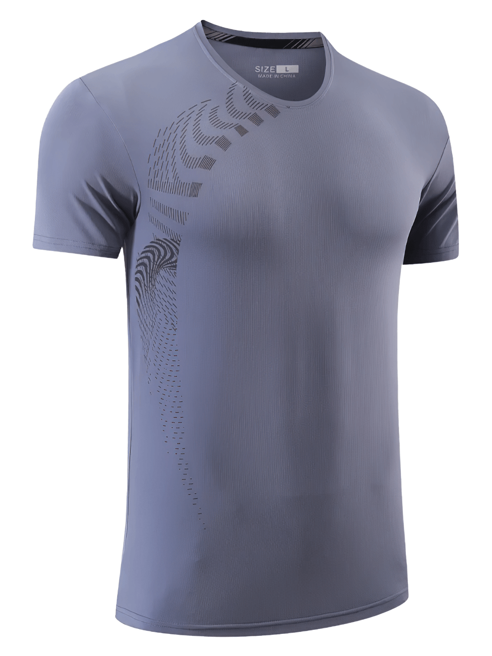 Men's Quick Dry Fitness T-Shirt with Side Print - SF4632 in gray, perfect for summer workouts and training sessions.