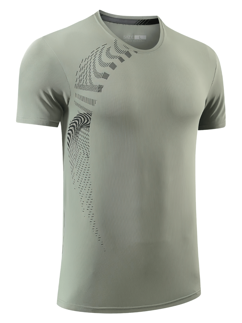 Men's Quick Dry Fitness T-Shirt with Side Print - SF4632 in light green with modern side graphic design.