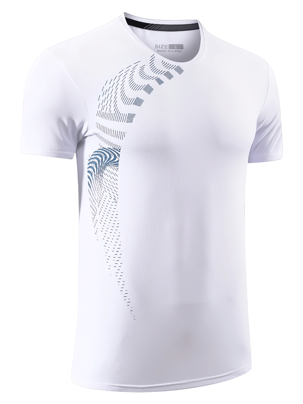 Men's Quick Dry Fitness T-Shirt with Side Print - SF4632 in white, designed for summer workouts and outdoor running.