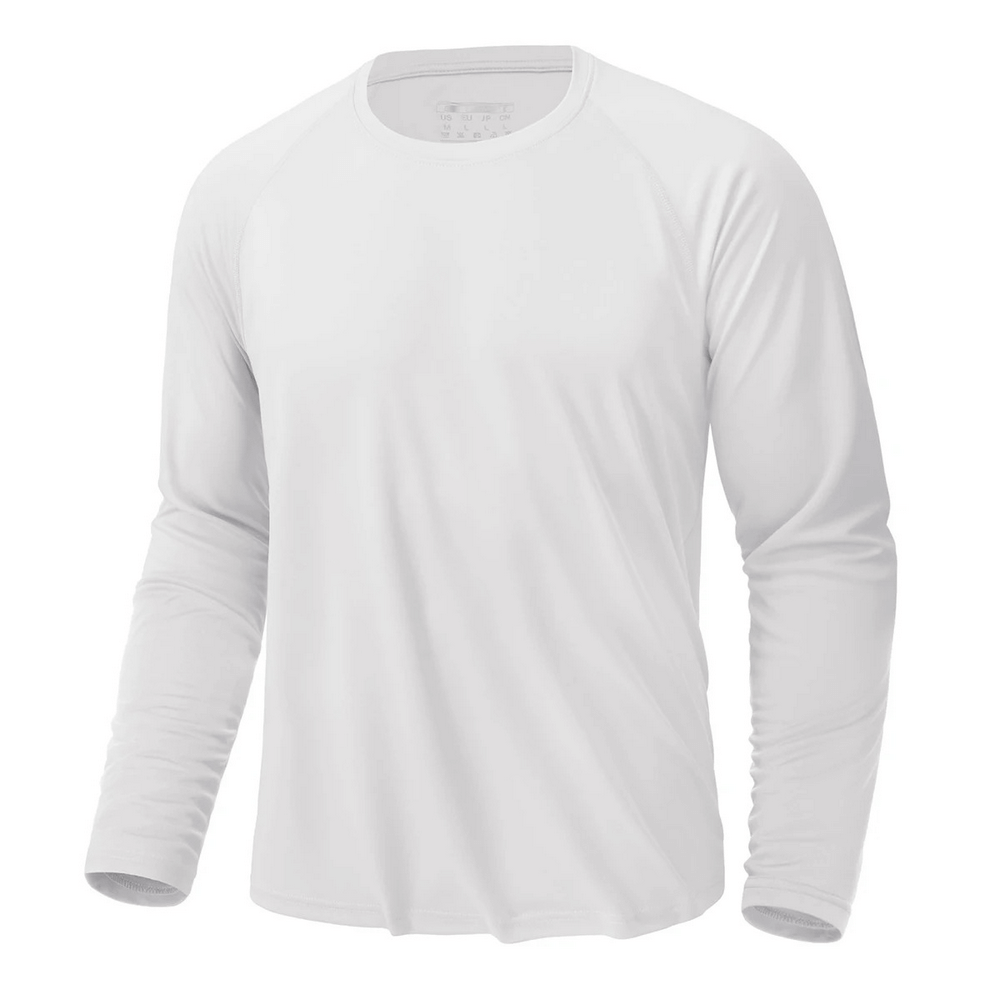Men's Quick Dry Long Sleeve Sports Top SF2536, O-neck, Sun Protection, UPF 50+, Breathable Stretch Polyester, Ideal for Hiking & Workouts