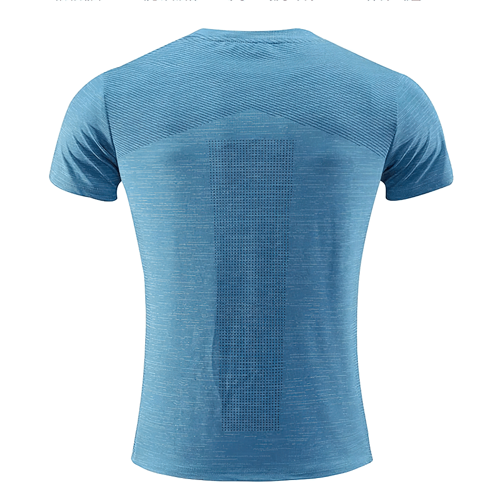 Alt Tag: Men's Quick Dry Performance Training T-Shirt - SF4324 back view, breathable quick-dry short-sleeve gym running workout tee with ventilated panels