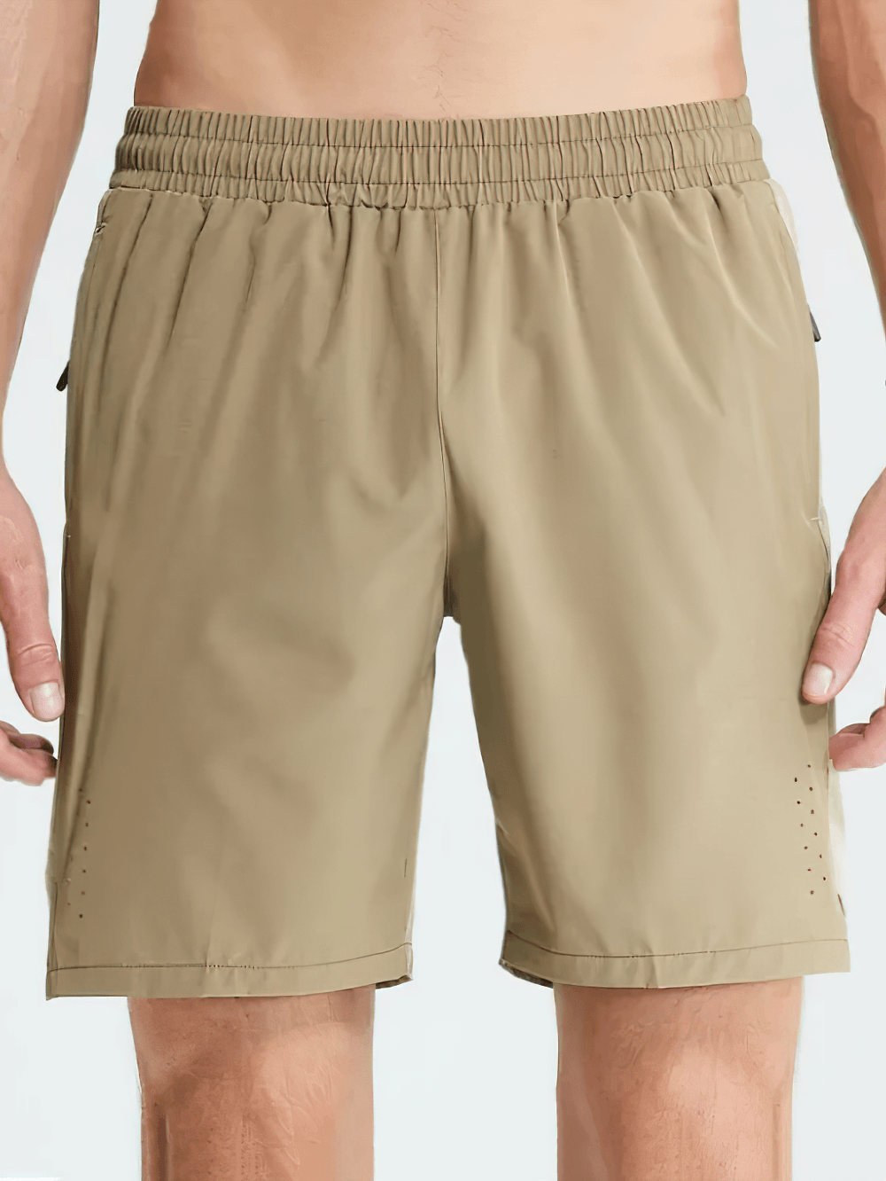 Men's Quick Dry Running and Gym Training Shorts - SF4447 in khaki with elastic waistband, lightweight athletic fit for jogging, gym & basketball