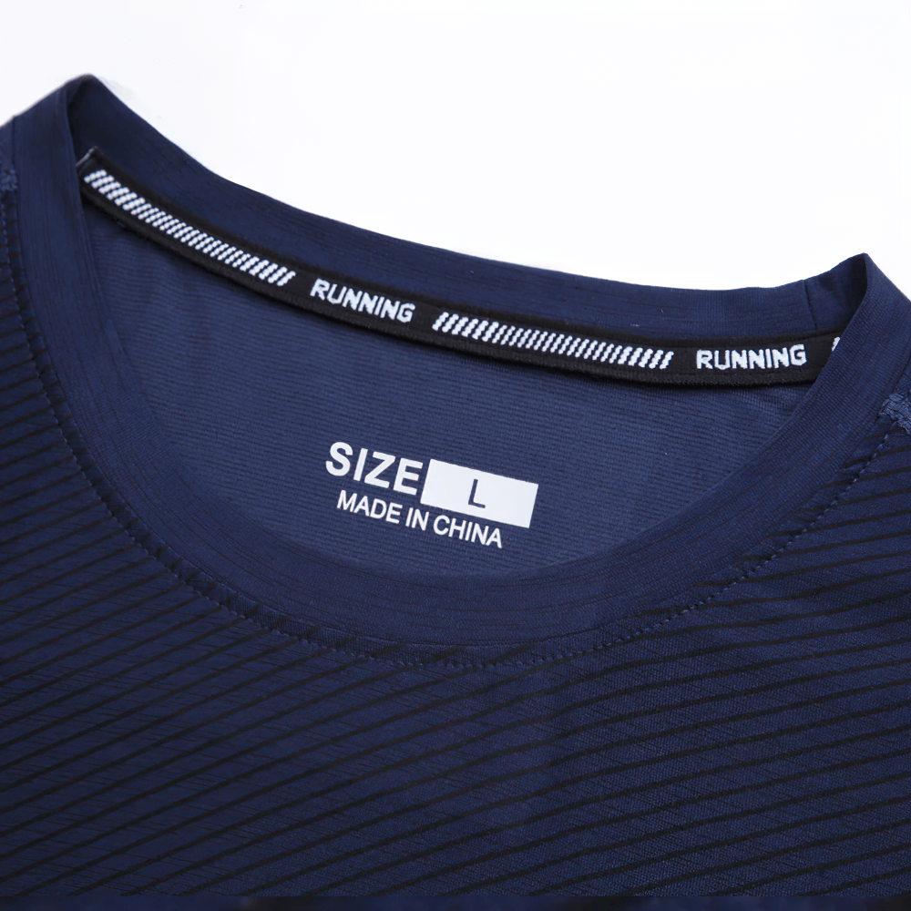 Men's Quick Dry Running Shirt with Long Sleeves - SF4583 collar tag size L for outdoor sports and fitness.