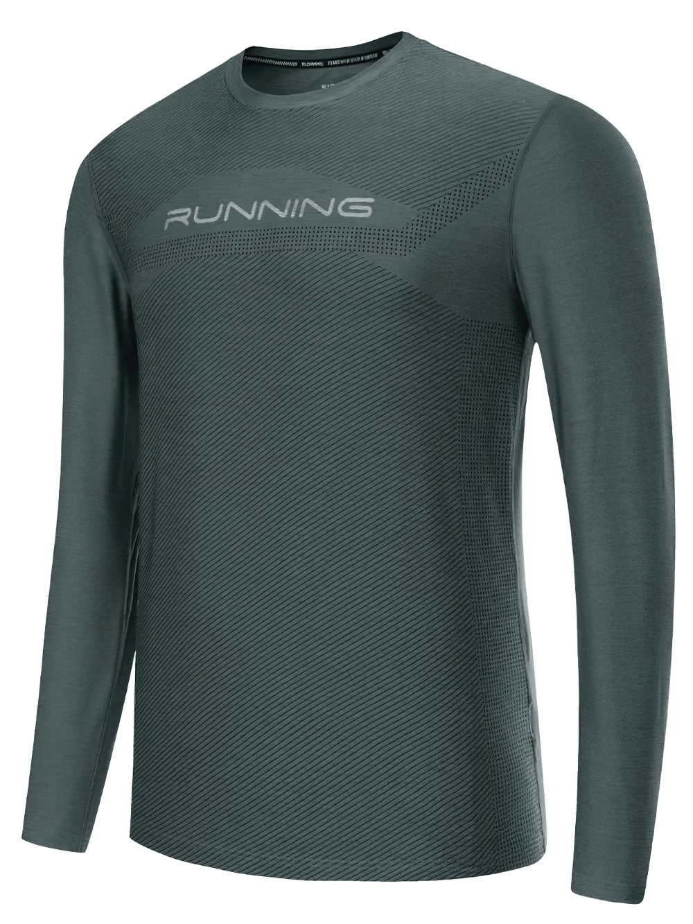 Men's Quick Dry Running Shirt with Long Sleeves - SF4583 in dark gray with printed design for fitness and outdoor training.