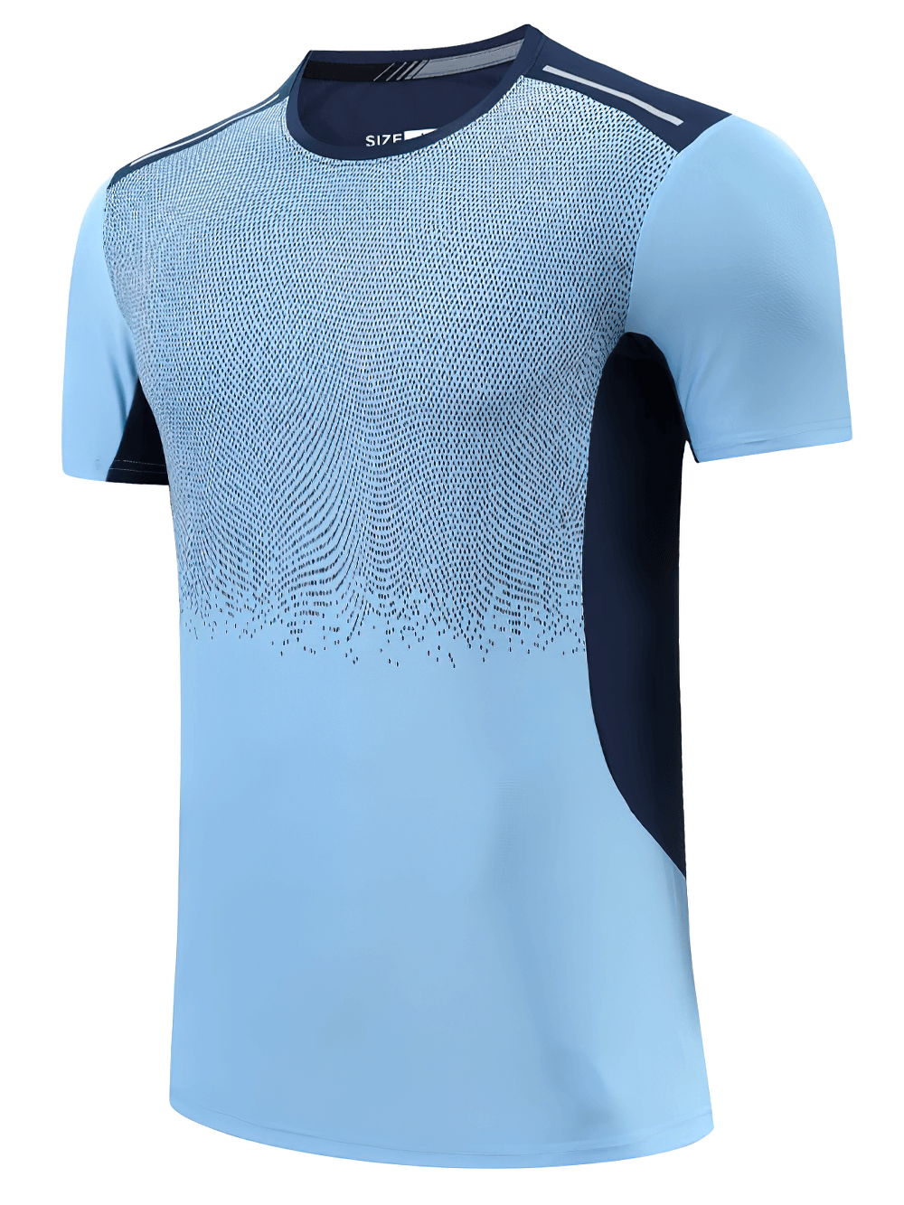 Alt Tag: Men's Quick Dry Running Sport Patchwork Shirt - SF4314 light blue short-sleeve quick-dry breathable mesh training tee