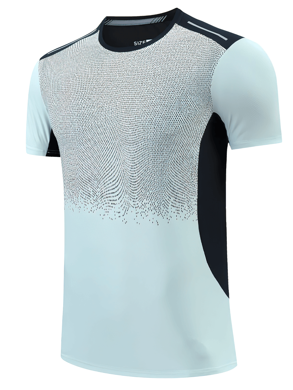 Alt Tag: Men's Quick Dry Running Sport Patchwork Shirt - SF4314 breathable quick-dry short sleeve training tee with mesh panels