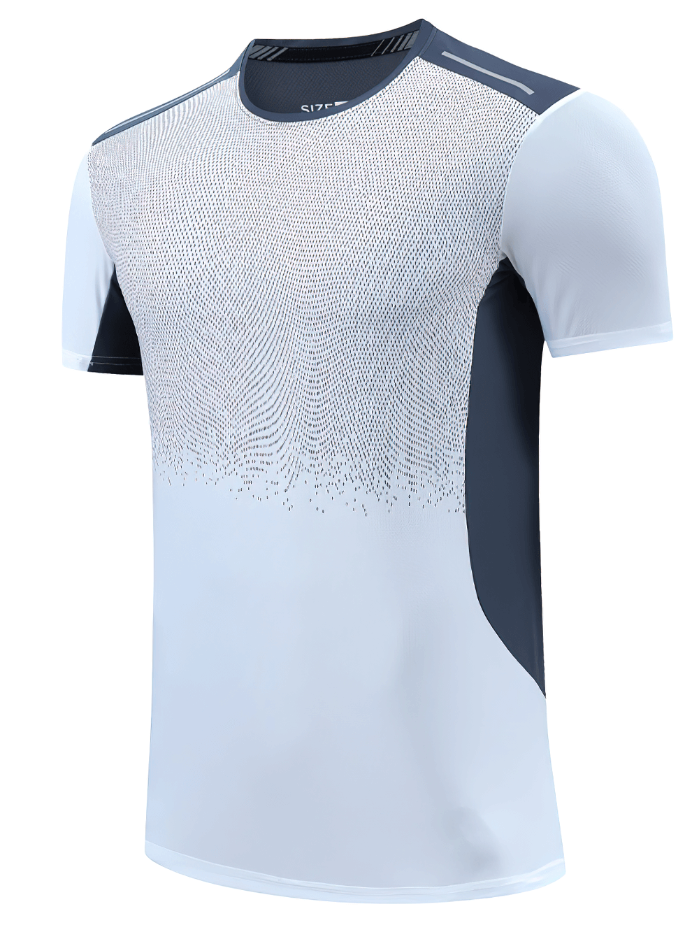 Alt Tag: Men's Quick Dry Running Sport Patchwork Shirt - SF4314 breathable quick-dry mesh short sleeve training tee in white