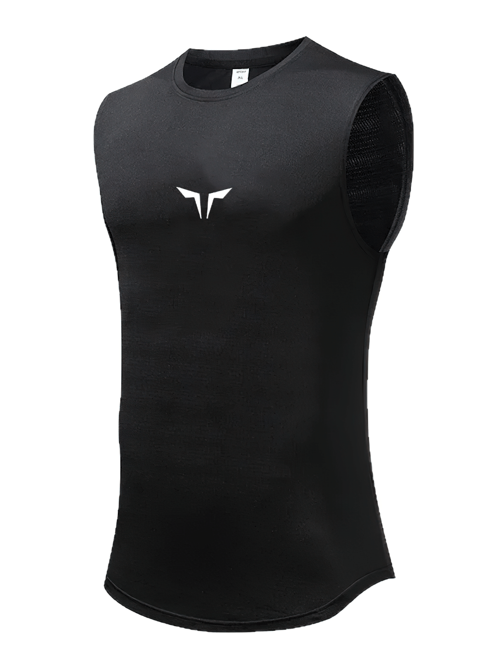 Men's Quick-Dry Sleeveless Gym Training Tank Top - SF4125 in black with minimal chest logo, ideal for workouts and outdoor activities.