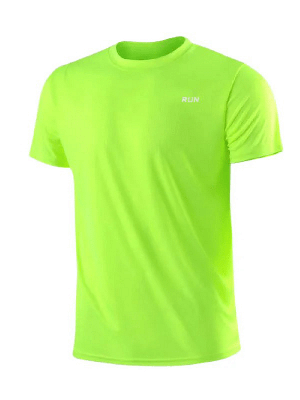 Bright green men's quick-drying round neck t-shirt for training, perfect for running and gym workouts, featuring quick-dry tech.