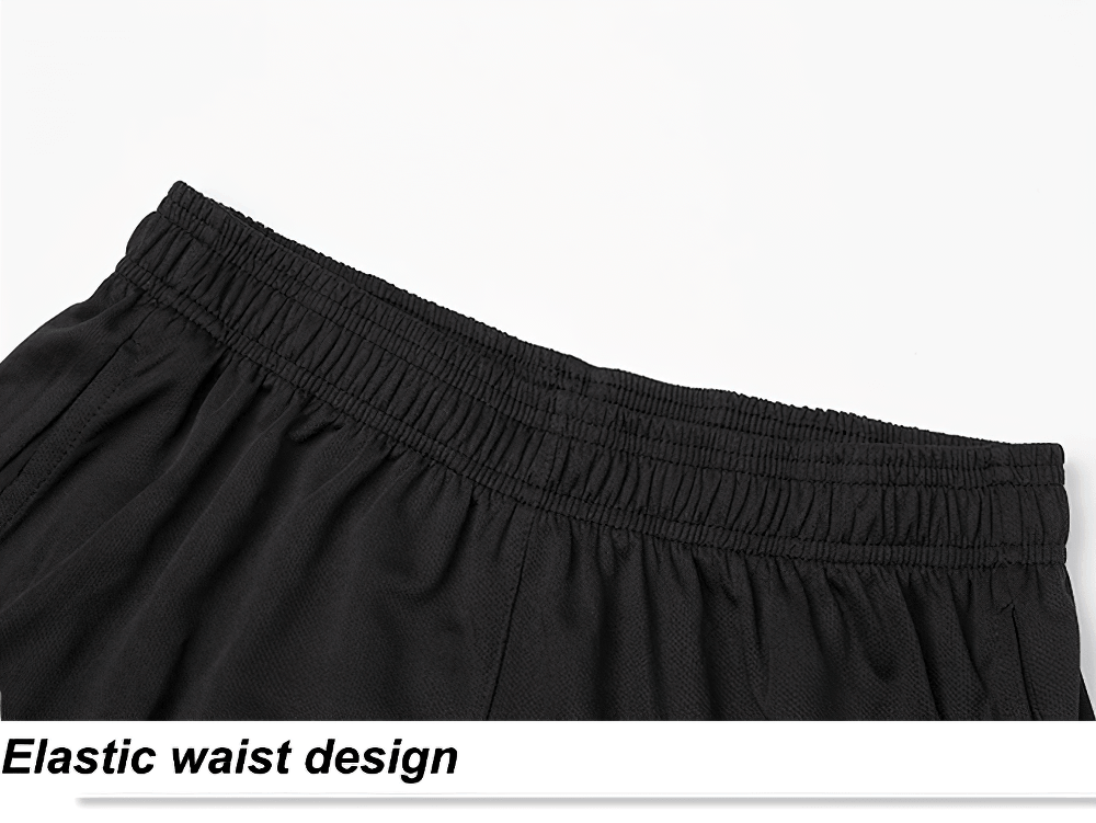 Alt Tag: Men's Reflective Running T-Shirt and Shorts Set - SF4483 elastic waist shorts close-up with stretchy waistband for comfy training fit