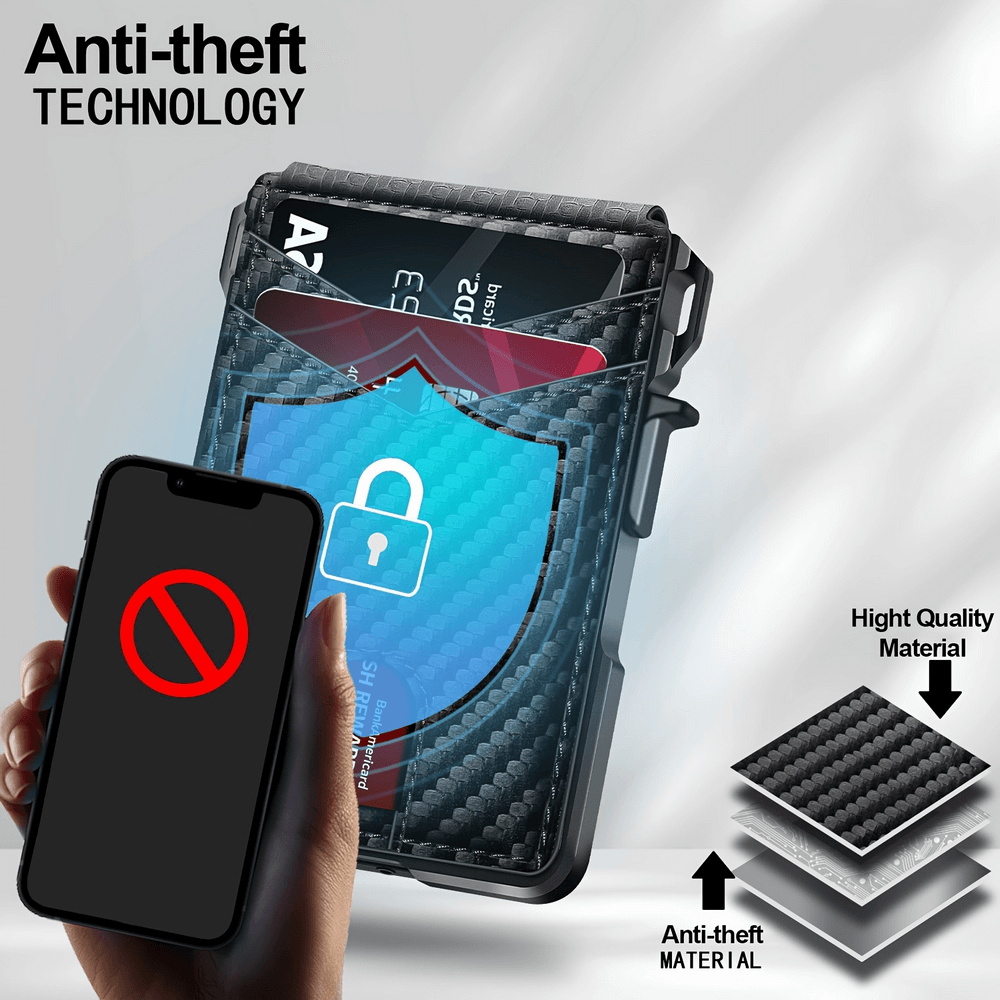 Men's RFID Secure Card Holder with anti-theft technology and sturdy materials, ensuring card protection from wireless theft.