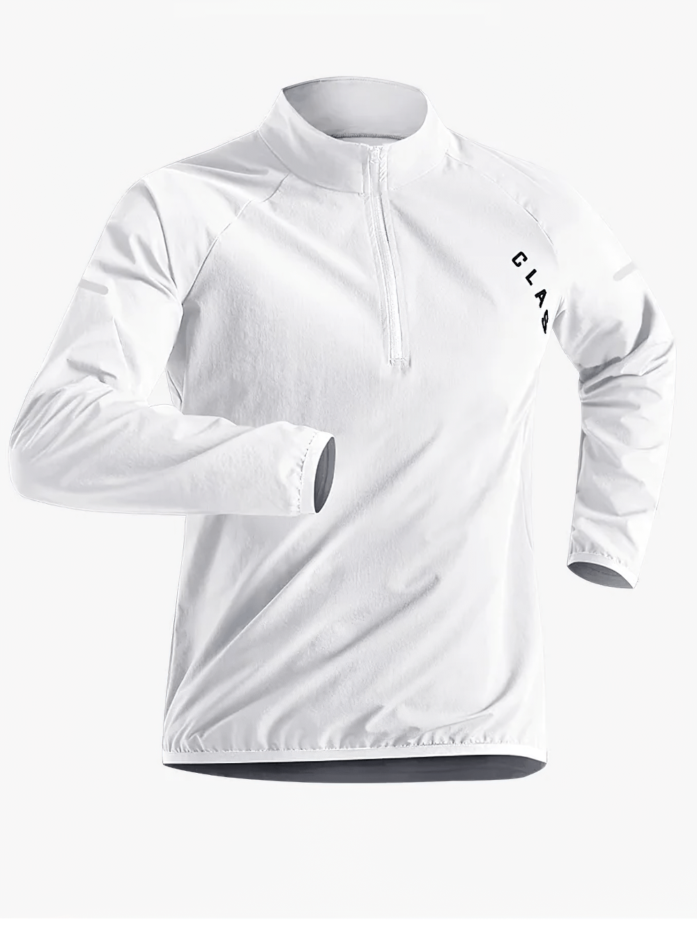 Men's long-sleeve running top with half-zip, SF2539. Lightweight white sports jacket for autumn, breathable and quick-drying.