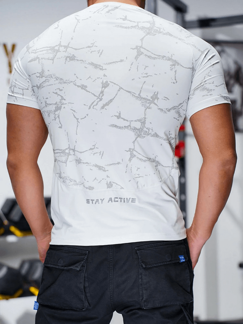 Kurzärmliges, schnell trocknendes Trainings-T-Shirt für Herren mit Aufdruck – SF1960 