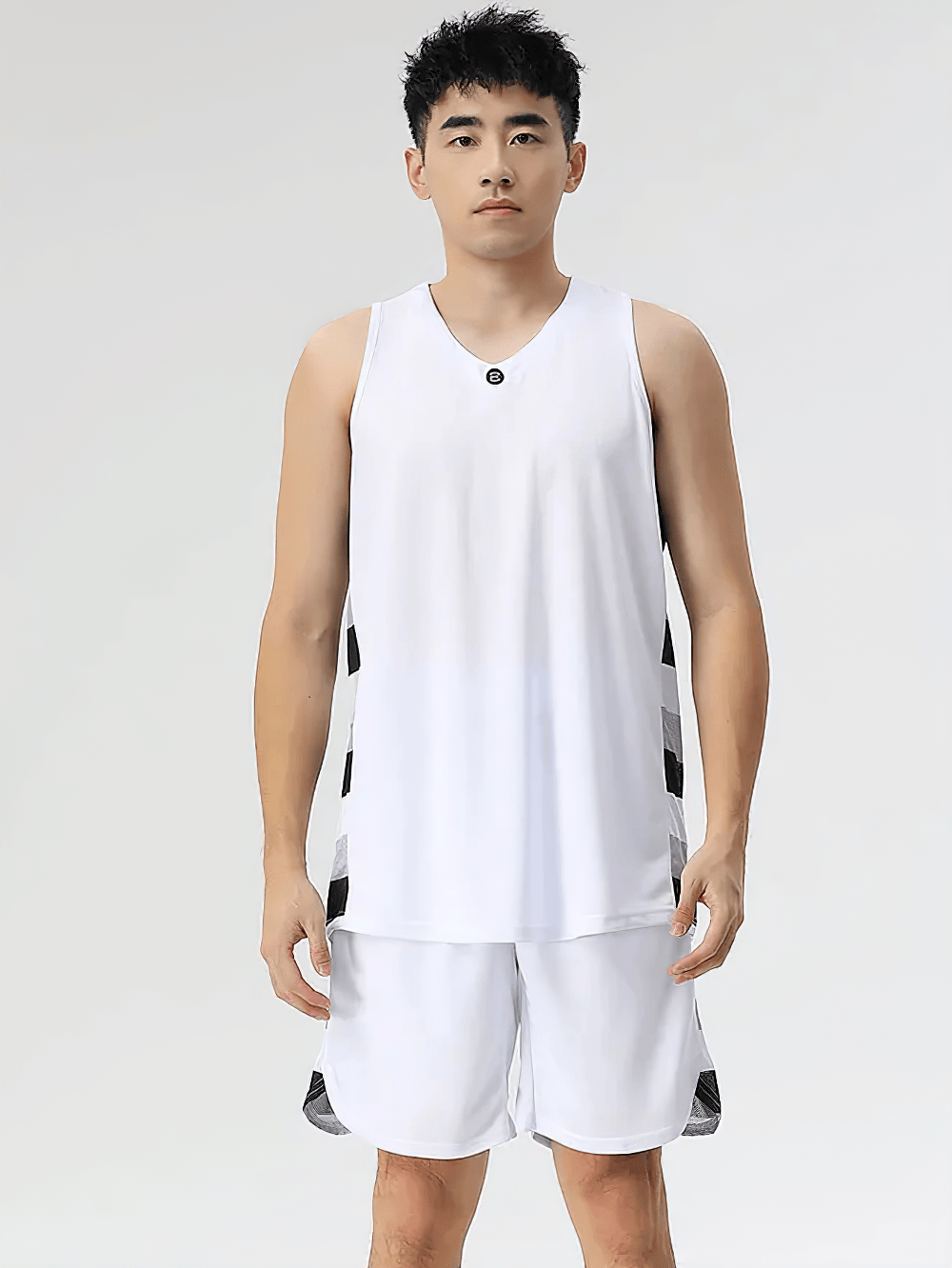 Men's Sleeveless Court Set with Contrast Panels - SF4567, featuring a sleek sleeveless jersey and matching shorts.