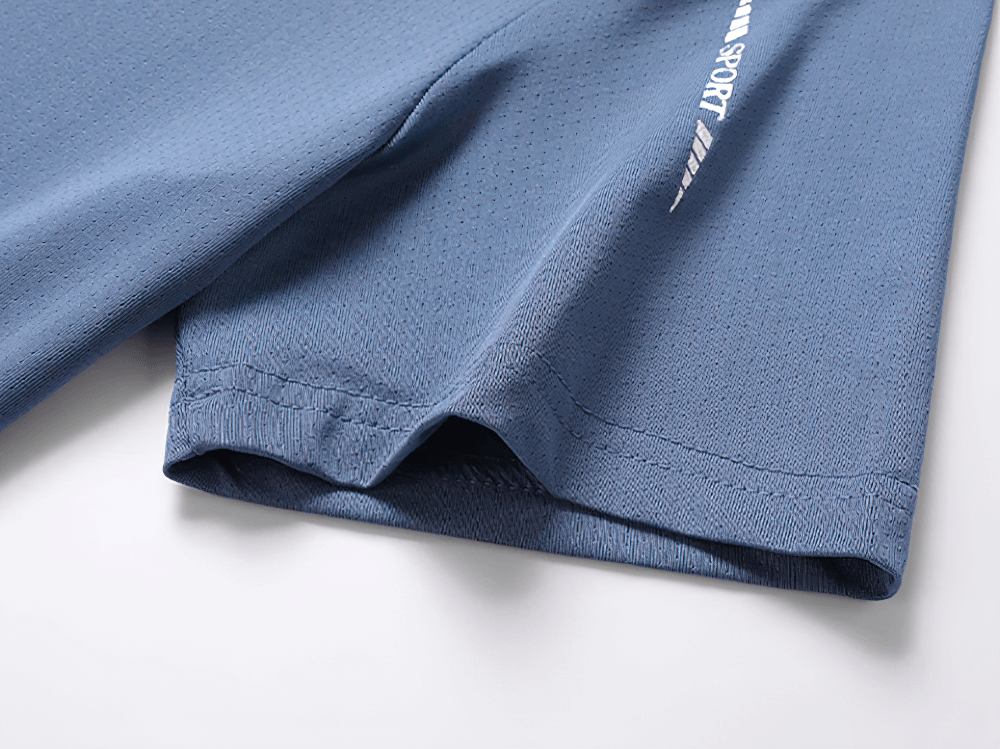 Alt Tag: Men's Soft Elasticity T-shirt for Outdoor Sports - SF4405 close-up of breathable quick-dry sleeve hem with reflective detail