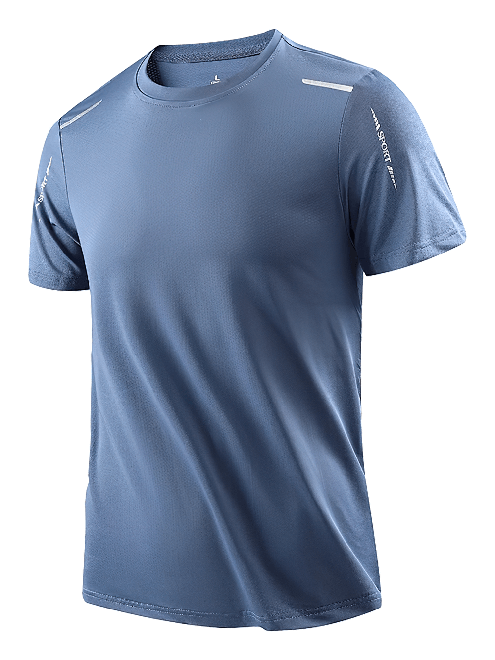 Alt Tag: Men's Soft Elasticity T-shirt for Outdoor Sports - SF4405 blue breathable quick-dry stretch short-sleeve performance tee with reflective shoulders