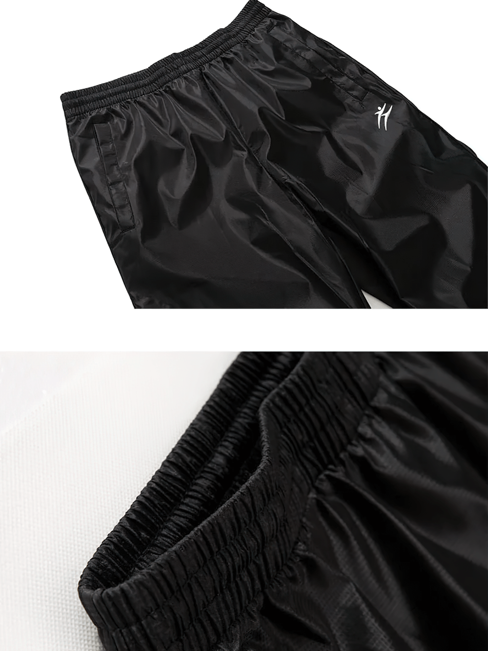 Black polyester elastic-waist sports pants part of Men's Sports Tracksuit SF2287, ideal for gym and jogging.