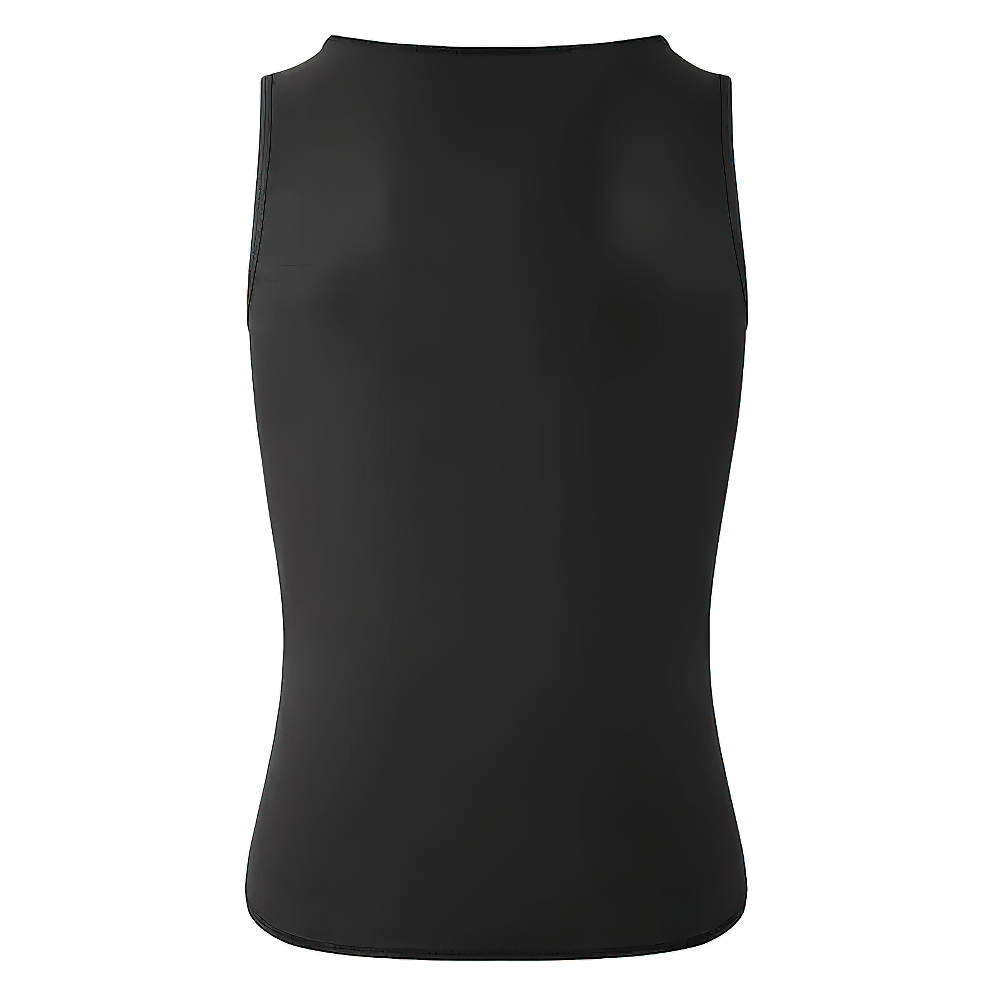 Men's black sweat-enhancing tank top for fitness, gym sessions, and weight loss, featuring slimming and shaping design - SF2243.