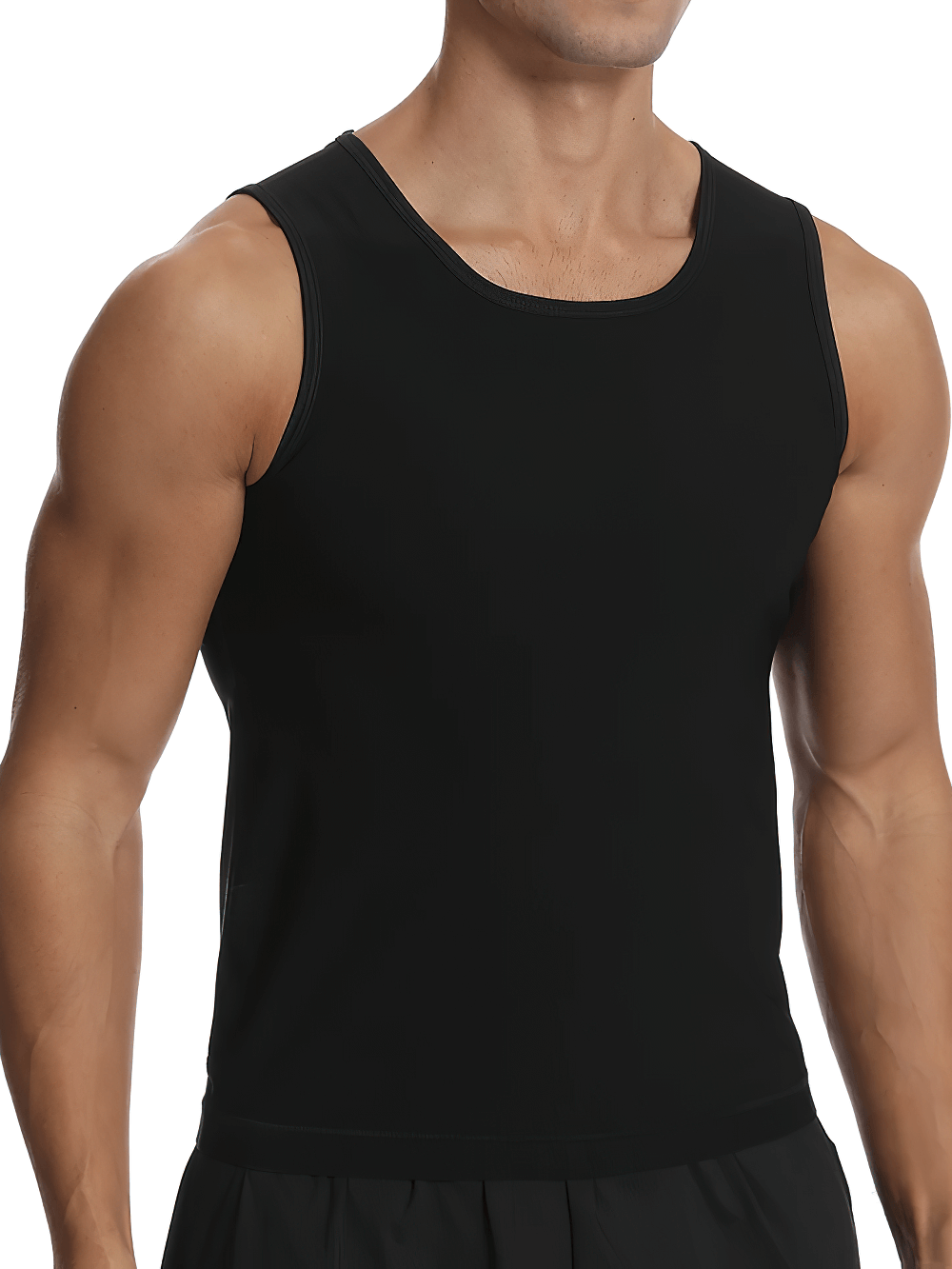 Men's sweat-enhancing tank top for fitness and gym, slimming and shaping, black, model SF2243, perfect for workouts and daily wear.
