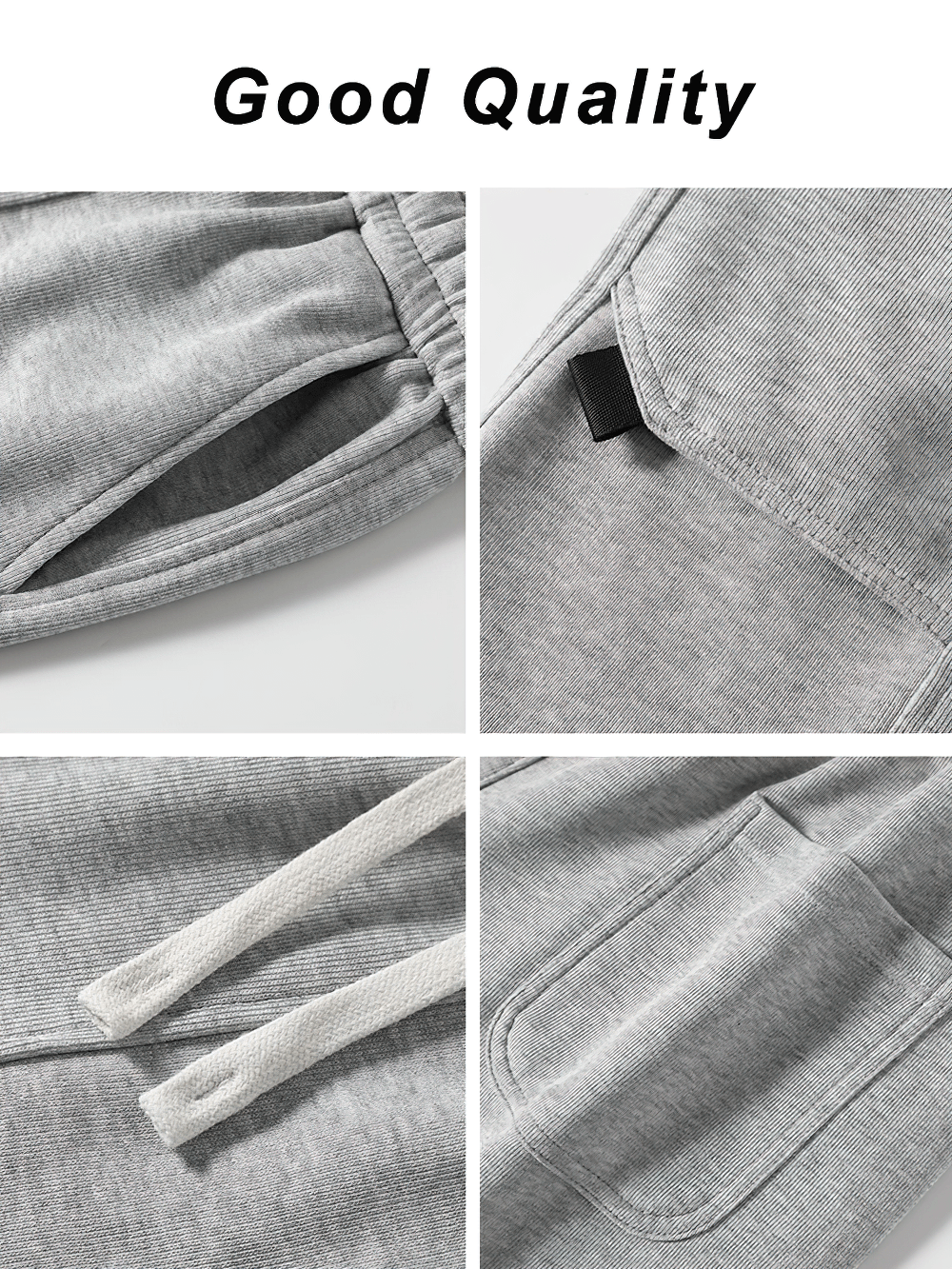 Alt Tag: Men's Sweat Shorts with Drawstring and Pockets - SF4514 good quality gray jersey sweat shorts with side pocket, drawstring, elastic waist