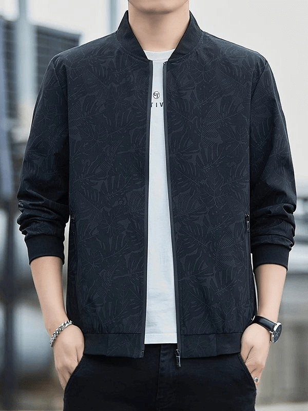 Men's tactical camo jacket, weatherproof outerwear, 100% polyester, black with subtle pattern, for stylish protection against elements.