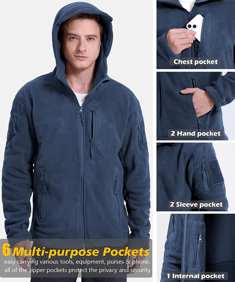 Men's Tactical Fleece Jacket with Hood and Pockets - SF2532