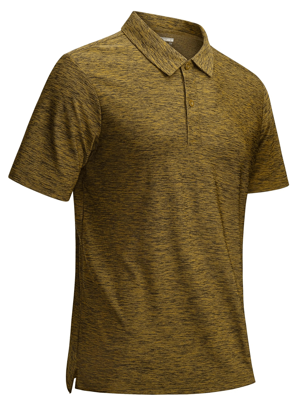 Alt Tag: Men's Textured Polo Shirt with Side Slit Hem - SF4353 mustard textured short sleeve golf polo with button placket
